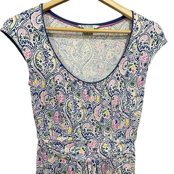Boden Margot Scoop Neck Cap Sleeve Pockets Knee Length Paisley Print Dress 4R - Picture 2 of 10
